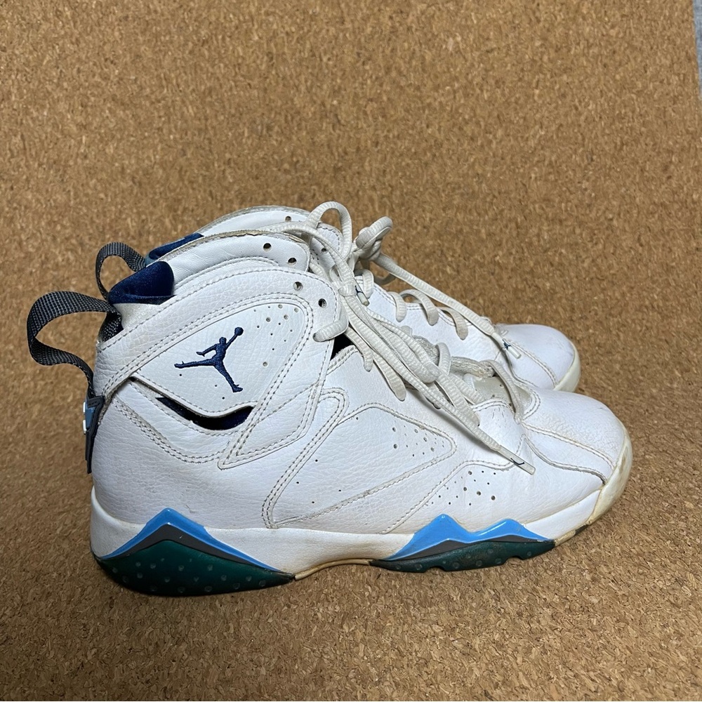 Kids Jordan White and Blue Sneakers